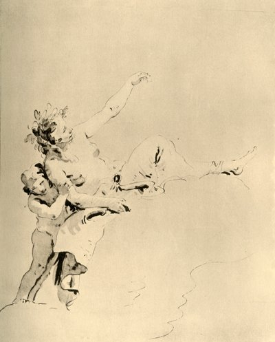 Kobieta odpoczywająca na chmurach i podtrzymywana przez Kupidyna, połowa XVIII wieku, 1928 autorstwa Giovanni Battista Tiepolo