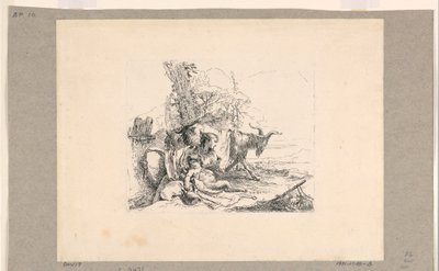 Kobieta z niemowlęcym satyrem z Vari Capricci autorstwa Giovanni Battista Tiepolo