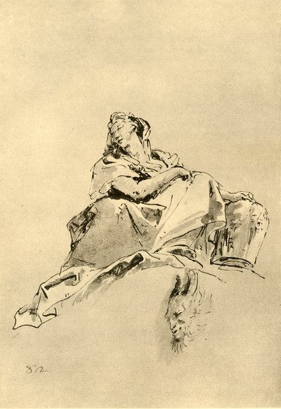 Młoda Kobieta siedząca z dzbanem u boku, połowa XVIII wieku, 1928 autorstwa Giovanni Battista Tiepolo