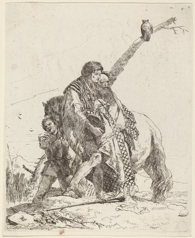 Młodzież, mędrzec i pomocnik z koniem autorstwa Giovanni Battista Tiepolo