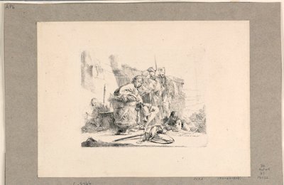Młodzież siedząca przy urnie i inne postacie, z Vari Capricci autorstwa Giovanni-Battista Tiepolo