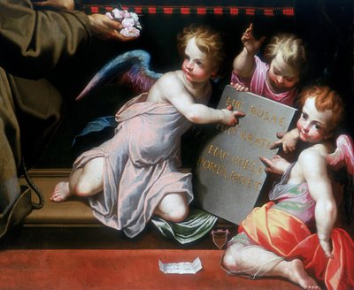 Prawy dolny szczegół Koncesji Odpustowej Porcjunkuli autorstwa Giovanni Battista Trotti