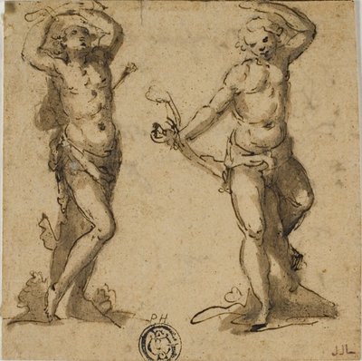 Dwa szkice św. Sebastiana autorstwa Giovanni Battista Trotti