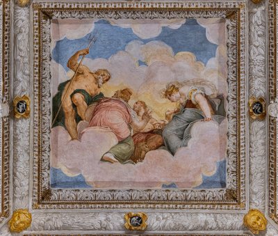 Sufit, Sala Rady Bogów (fresk) autorstwa Giovanni Battista Zelotti