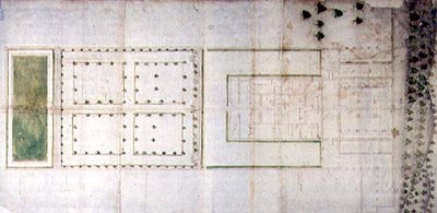 Plan willi Medici w Agnano (pióro i atrament, pranie na papierze) autorstwa Giovanni Battista da Sangallo