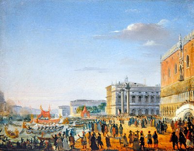 Scena wenecka (olej na płycie) autorstwa Giovanni Battista della Libera