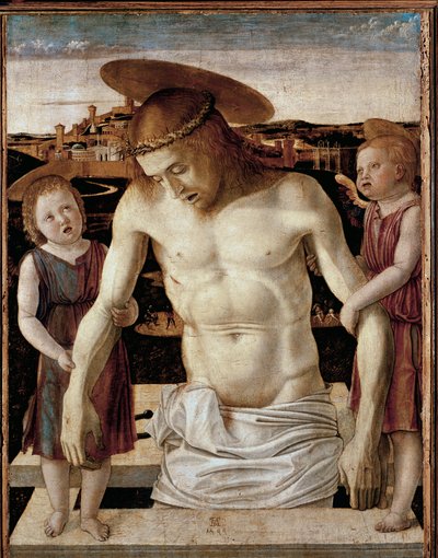 Martwy Chrystus z dwoma aniołami (tempera na panelu) autorstwa Giovanni Bellini