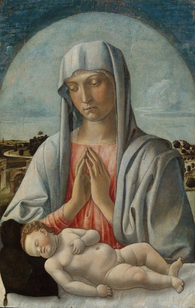 Madonna adorująca śpiące dziecko, początek lat 60. XIV wieku. autorstwa Giovanni Bellini