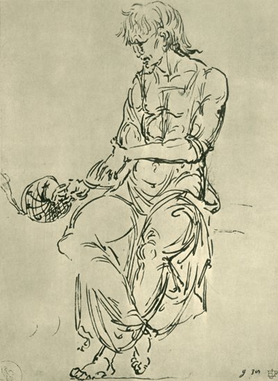 Siedzący mężczyzna z instrumentem astronomicznym, koniec XV w., 1943 r. autorstwa Giovanni Bellini
