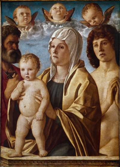 Dziewica z Dzieciątkiem ze św. Piotrem i św. Sebastianem (tempera na panelu) autorstwa Giovanni Bellini