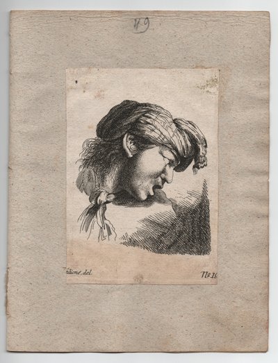 Turecka głowa z chustą, ok. 1750 r. (rycina) autorstwa Giovanni Benedetto (1609 64) (after) Castiglione