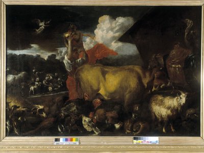 Wejście zwierząt do arki (olej na płótnie) autorstwa Giovanni Benedetto Castiglione