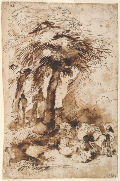 Karawana w spoczynku w pobliżu Herm autorstwa Giovanni Benedetto Castiglione
