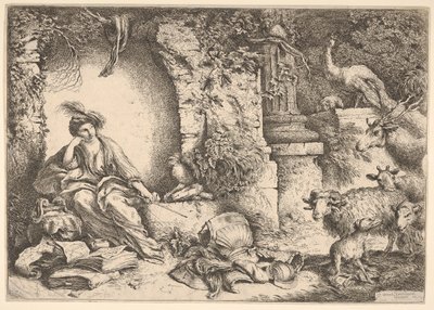 Kirke zmieniający towarzyszy Ulissesa w bestie, 1650-1651. autorstwa Giovanni Benedetto Castiglione