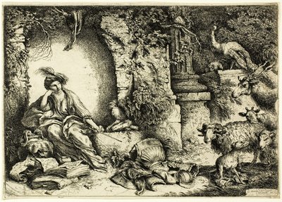 Circe z towarzyszami Odyseusza zamienionymi w zwierzęta autorstwa Giovanni Benedetto Castiglione