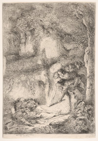 Odnalezienie zwłok świętych Piotra i Pawła, ok. godz. 1647-51. autorstwa Giovanni Benedetto Castiglione