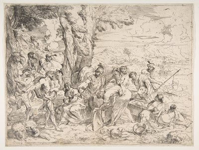 Laban szukający bożków wśród posiadłości Jacobów, ca. 1635-40. autorstwa Giovanni Benedetto Castiglione