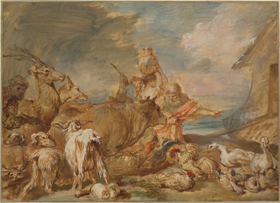 Noe prowadzący zwierzęta do arki autorstwa Giovanni Benedetto Castiglione