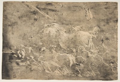 Noe i zwierzęta wchodzące do arki, 1650-55. autorstwa Giovanni Benedetto Castiglione