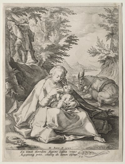 Odpocznij w locie do Egiptu autorstwa Giovanni Benedetto Castiglione