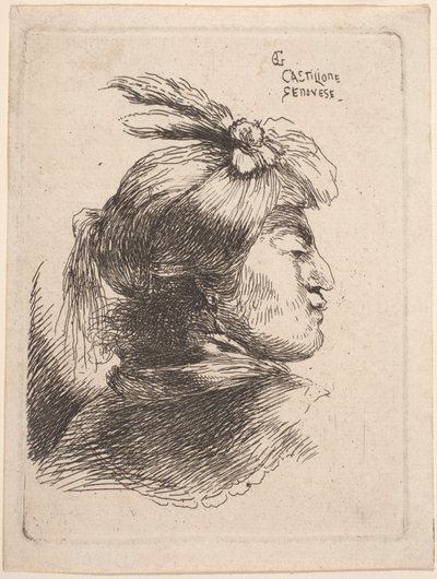 Mała głowa orientalna autorstwa Giovanni Benedetto Castiglione