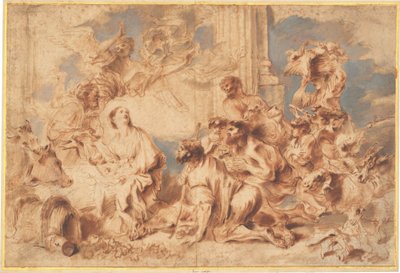 Adoracja pasterzy autorstwa Giovanni Benedetto Castiglione