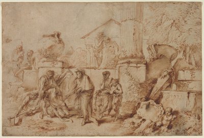 Tobit grzebie zmarłych autorstwa Giovanni Benedetto Castiglione
