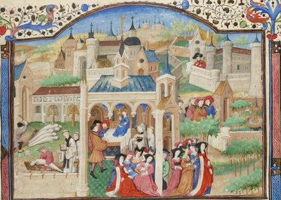 Dekameron, Wyjazd opowiadaczy Dekameronu z Florencji autorstwa Giovanni Boccaccio