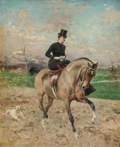 Amazonka. Alice Régnault na koniu, 1878. autorstwa Giovanni Boldini