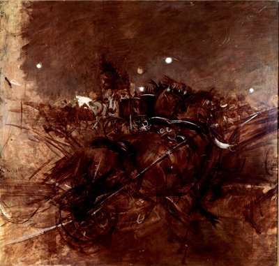 Nokturn na Montmartrze. Obraz Giovanniego Boldiniego (1842-1931), ok. 1883 r. Olej na płótnie. Wymiary 120x135cm. Pistoia, kolekcja Boldini autorstwa Giovanni Boldini