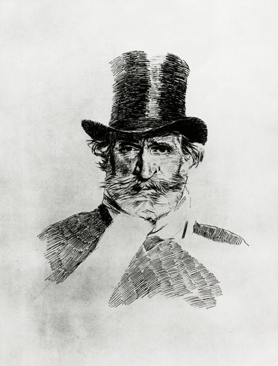 Portret Giuseppe Verdiego (1813-1901), włoskiego kompozytora, rysunek Giovanniego Boldiniego (1842-1931) autorstwa Giovanni Boldini