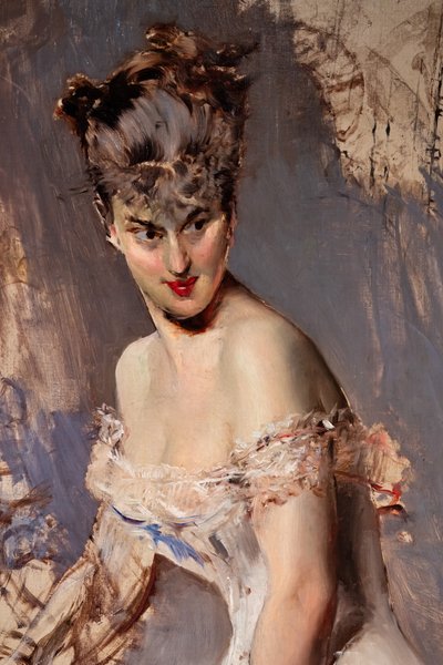 Portret aktorki Alice Regnault, detal autorstwa Giovanni Boldini