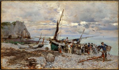 Powrót łodzi rybackich, Étretat autorstwa Giovanni Boldini