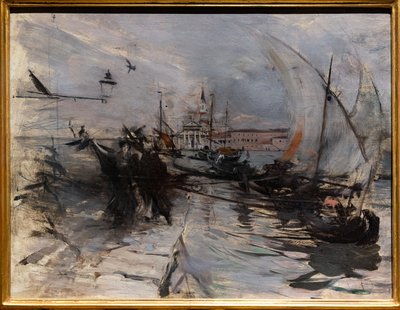 Wenecja, św. Giorgio Maggiore widziany z miasta, ok. 1885 r. (olej na desce) autorstwa Giovanni Boldini