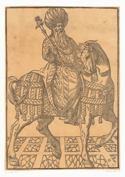 Mężczyzna w turbanie na koniu autorstwa Giovanni Britto