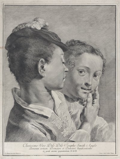 Chłopiec w kapeluszu dotykający twarzy dziewczynki, 1743. autorstwa Giovanni Cattini