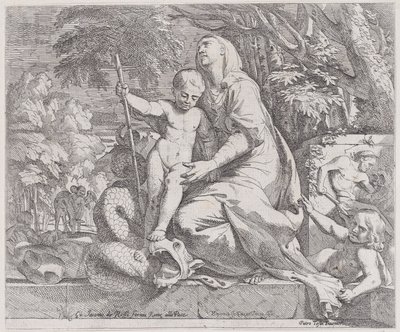 Alegoria reszty lotu do Egiptu, 1650-55. autorstwa Giovanni Cesare Testa