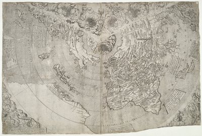 Mapa świata, Mundu [sic] spericum…poznacie pracowitość Johna Matthew Contareni…, autorstwa Contariniego, Giovanniego i Francesco Rosselli autorstwa Giovanni Contarini