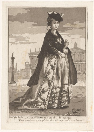 Wenecka Pani La Dame Venitienne en habit de masque (tytuł na obiekcie) Różnorodne portrety (tytuł serii) autorstwa Giovanni David