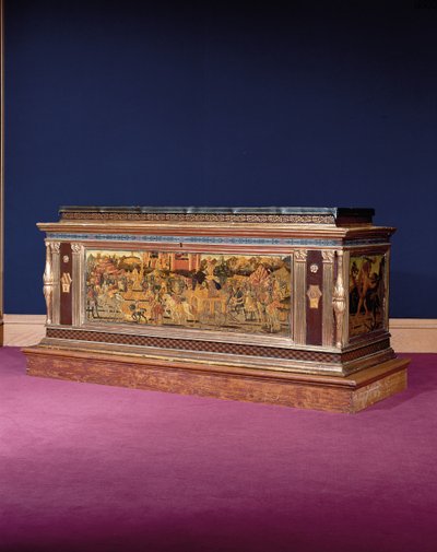 Cassone (tempera na drewnie i złoconym drewnie) (patrz również 1113941-4) autorstwa Giovanni Di Ser Giovanni Lo Sheggia (attr. to) Guidi