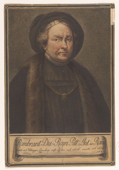 Portret artysty Rembrandta Harmensza. z Renu Portrety artystów (tytuł serii) autorstwa Giovanni Domenico Campiglia