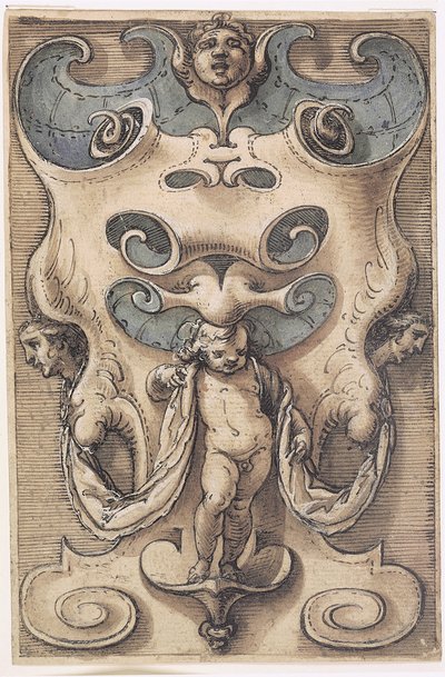 Kartusz z Putto autorstwa Giovanni Domenico Capellino