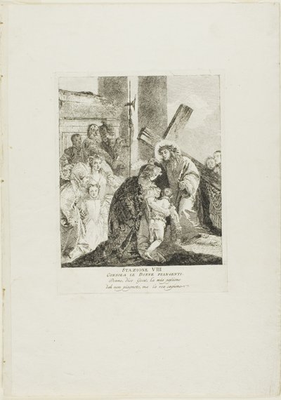 Chrystus pociesza płaczące niewiasty, płyta ósma z Drogi Krzyżowej autorstwa Giovanni Domenico Tiepolo