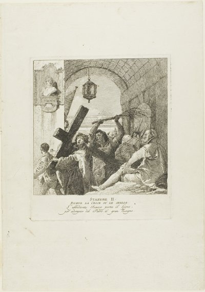 Chrystus przyjmuje krzyż, płyta druga z Drogi Krzyżowej autorstwa Giovanni Domenico Tiepolo