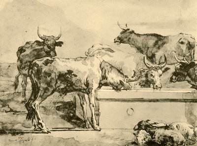 Podlewanie krów, poł. XVIII w., 1928 r. autorstwa Giovanni Domenico Tiepolo
