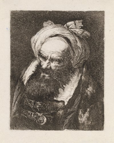 Starszy mężczyzna w turbanie, z Raccolta di Teste (Kolekcja głów) autorstwa Giovanni Domenico Tiepolo