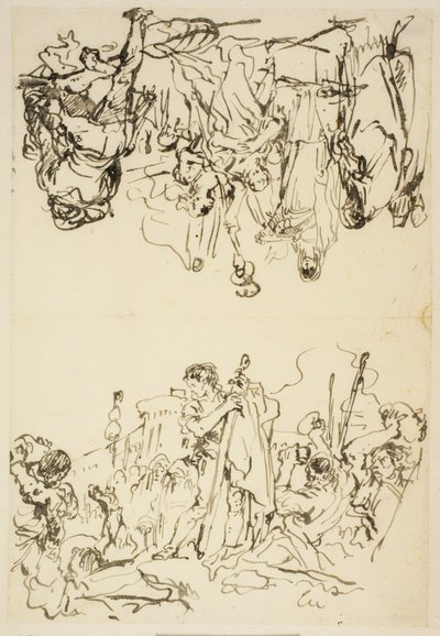 Arkusz składany z „Męczeństwo św. Szczepana i Agrypiny lądujących w Brindisi z prochami Germanika” autorstwa Giovanni Domenico Tiepolo