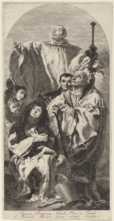 Czterech Świętych Zakonu Benedyktynów autorstwa Giovanni Domenico Tiepolo