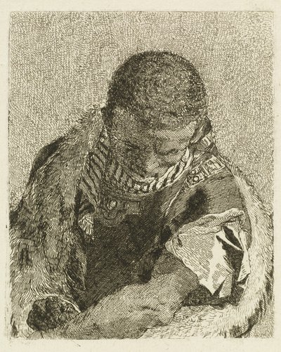 Szef torfowiska pochylającego się do przodu autorstwa Giovanni Domenico Tiepolo