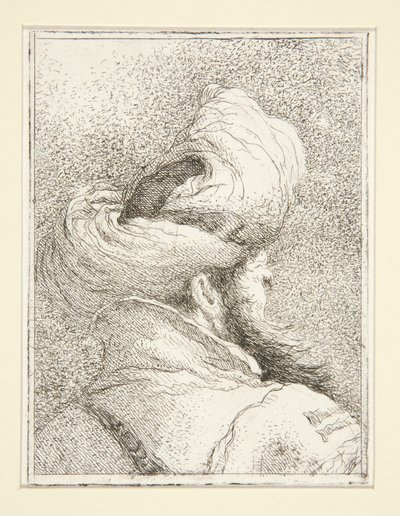 Głowa Turka, z serii Raccolta di Teste, Libro Secondo (Zbiór głów, księga druga) autorstwa Giovanni Domenico Tiepolo
